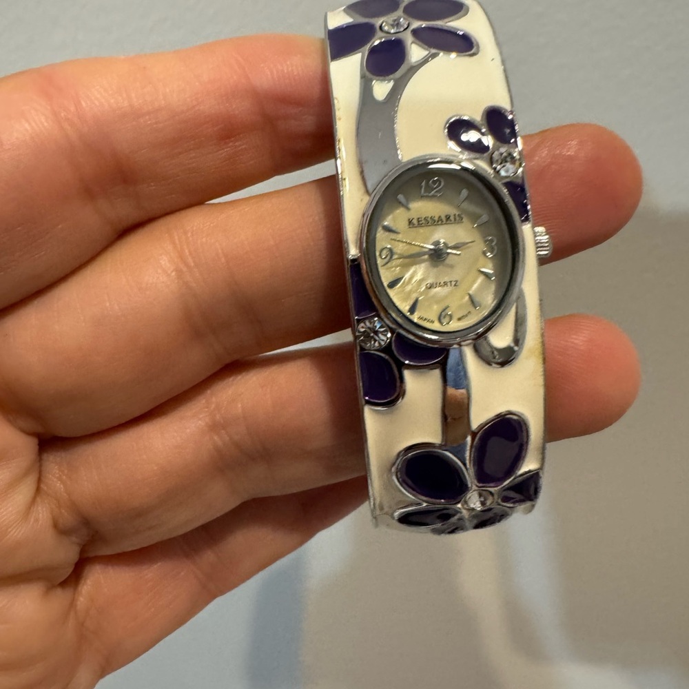 Floral Purple and Silver Women's Watch
